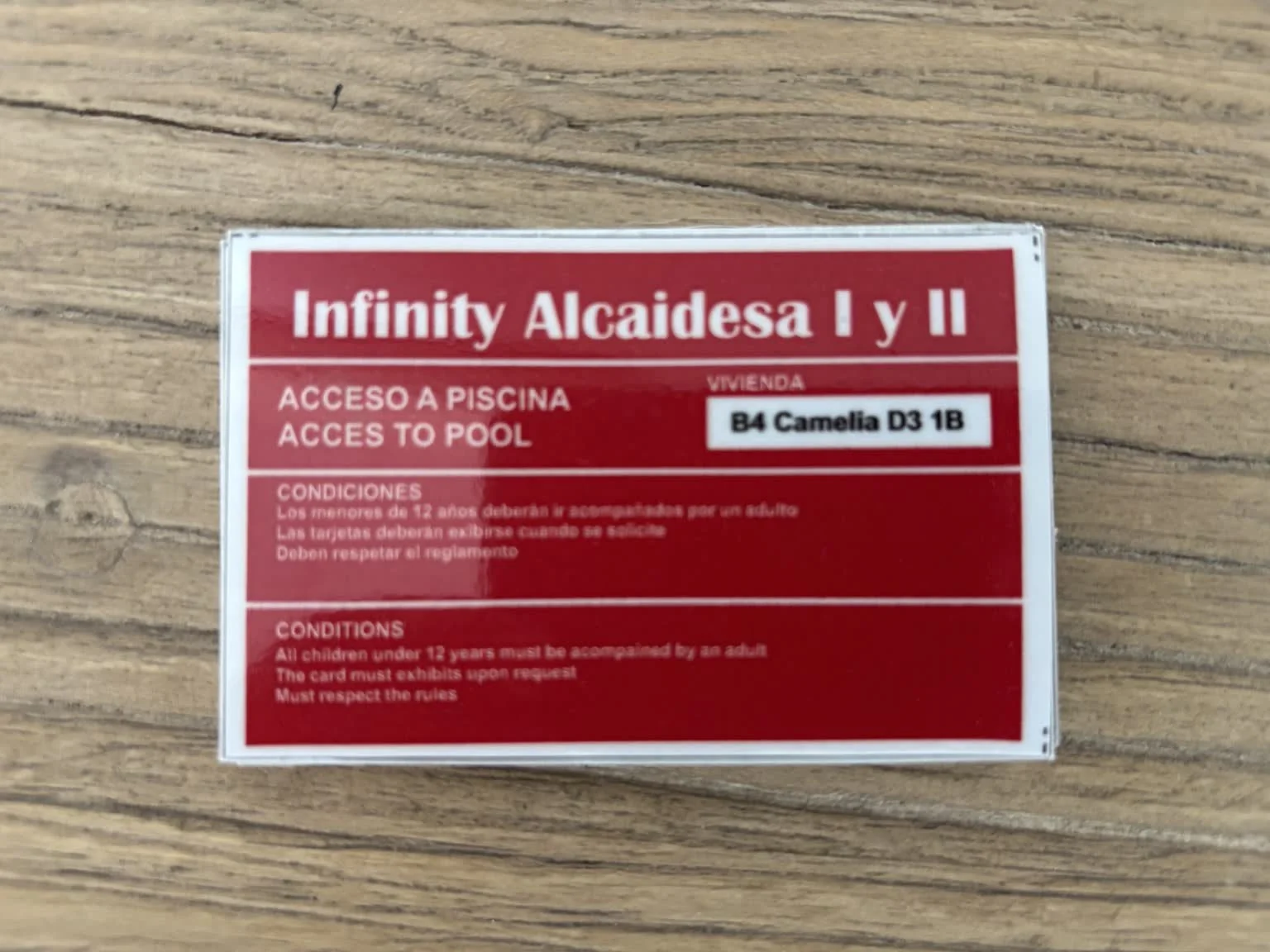 Infinity pool access card